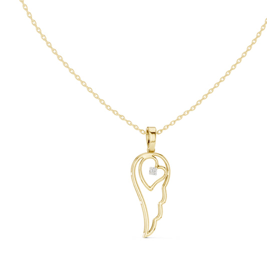 14K Yellow Gold Round Lab-Grown Diamond Pendant for Women | Bridal Wear | Pure Carat