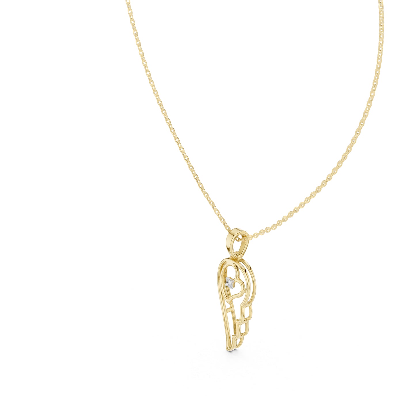 14K Yellow Gold Round Lab-Grown Diamond Pendant for Women | Bridal Wear | Pure Carat