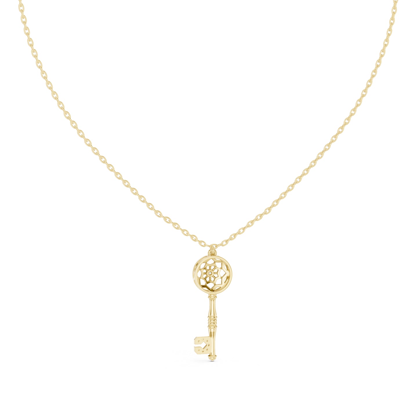18K Yellow Gold Round Lab-Grown Diamond Pendant for Women | Wedding Wear | Pure Carat
