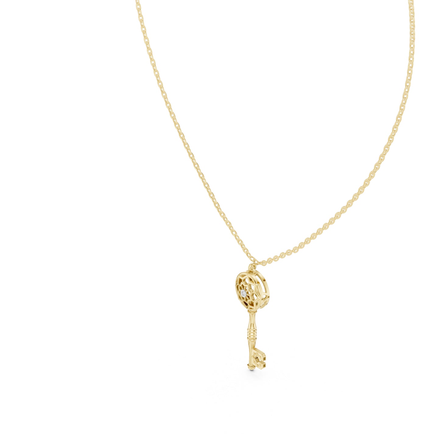 18K Yellow Gold Round Lab-Grown Diamond Pendant for Women | Wedding Wear | Pure Carat