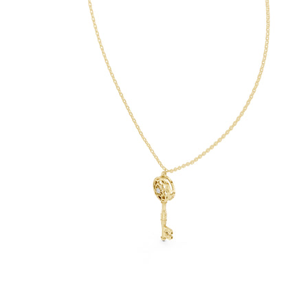 18K Yellow Gold Round Lab-Grown Diamond Pendant for Women | Wedding Wear | Pure Carat