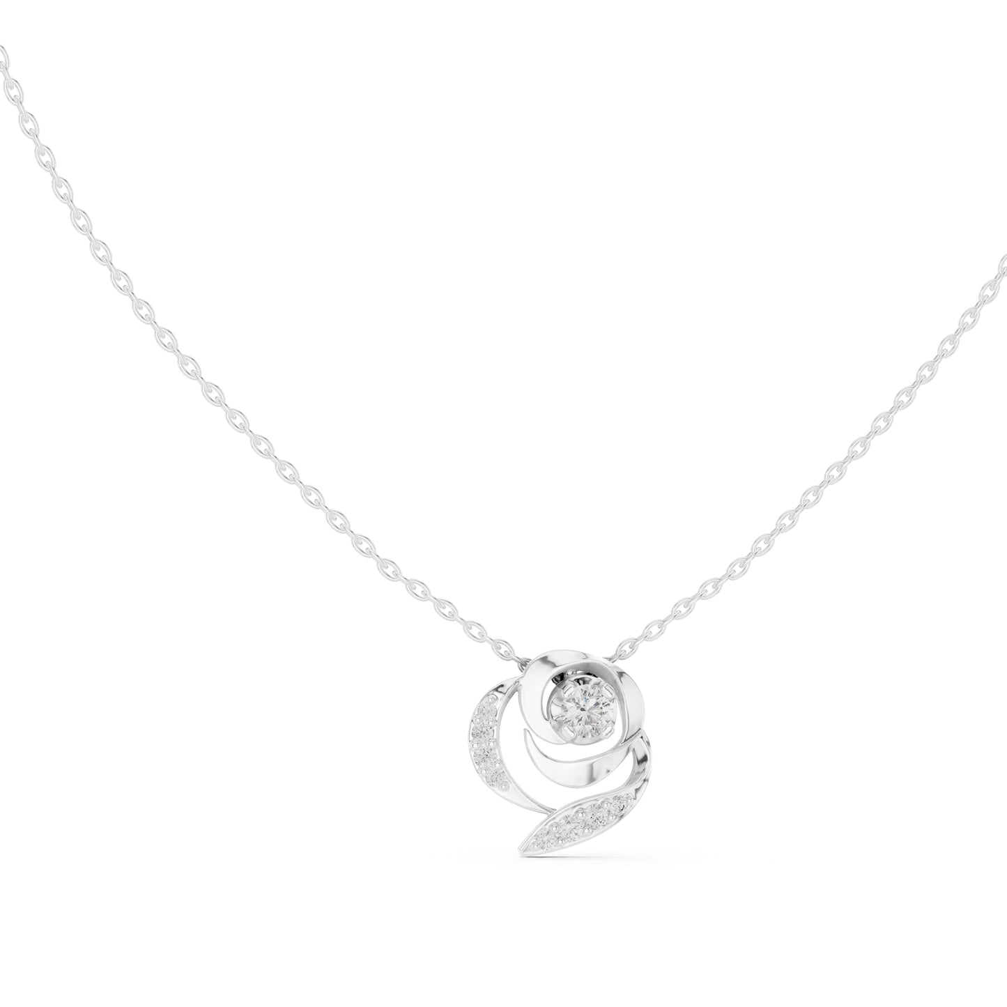 14K White Gold Round Lab-Grown Diamond Pendant for Women | Office Wear | Pure Carat