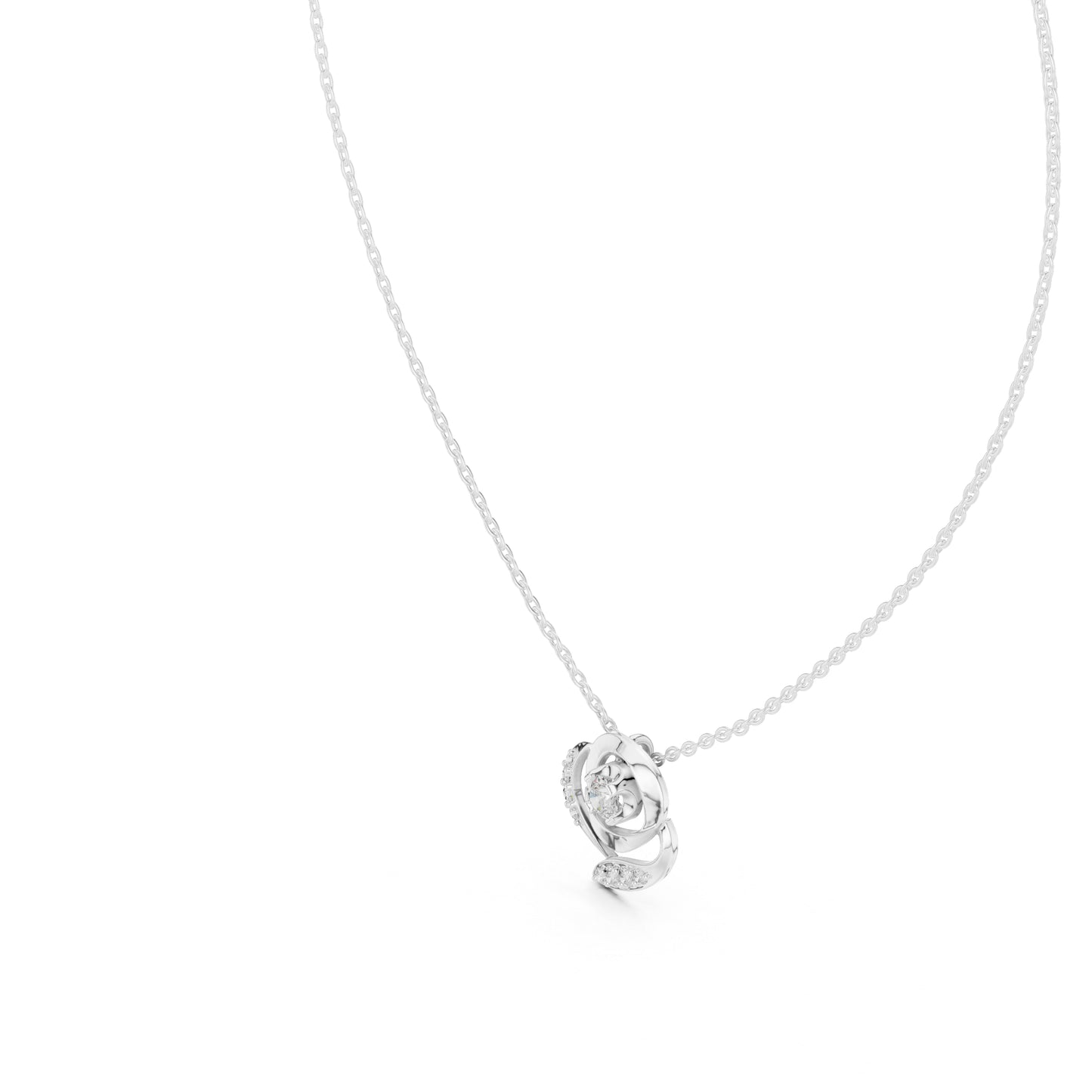 14K White Gold Round Lab-Grown Diamond Pendant for Women | Office Wear | Pure Carat