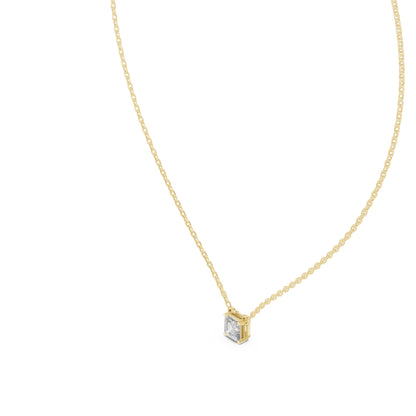 14K Rose Gold Emerald Square Lab-Grown Diamond Pendant for Women | Wedding Wear | Pure Carat