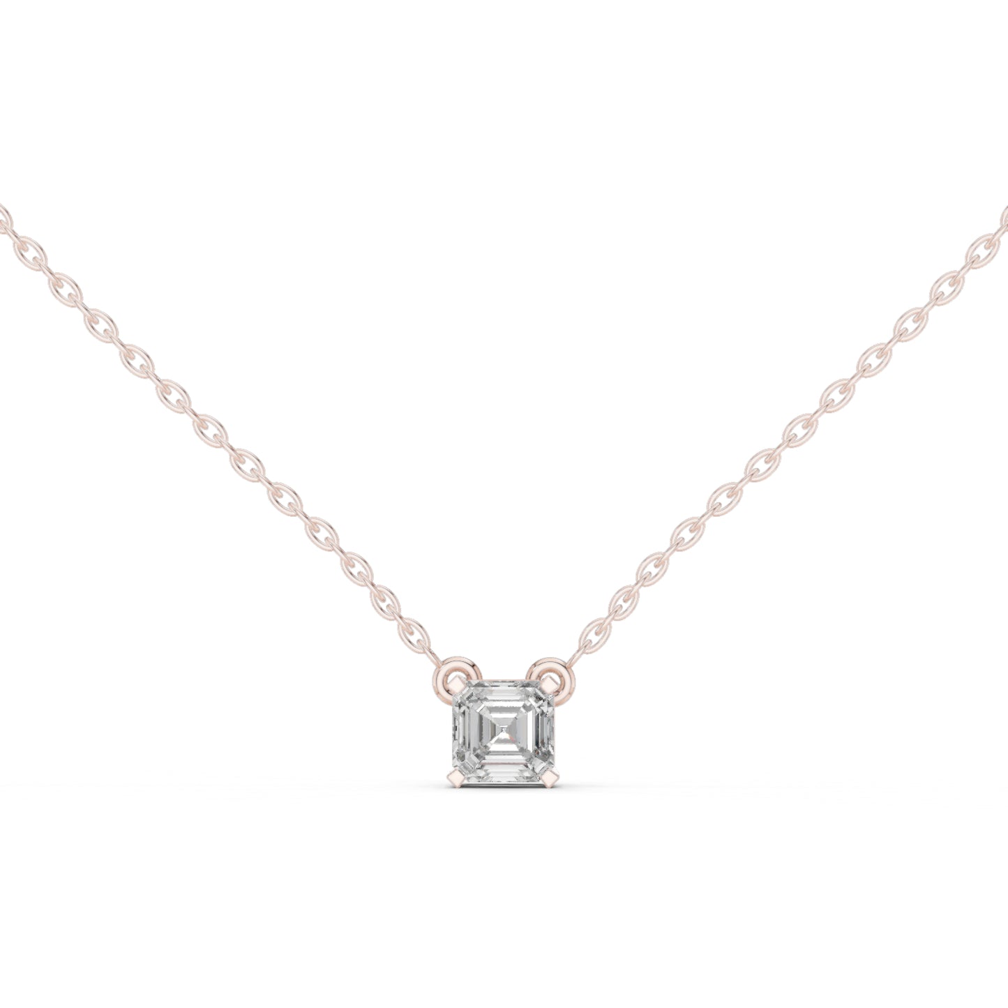 14K Rose Gold Emerald Square Lab-Grown Diamond Pendant for Women | Wedding Wear | Pure Carat