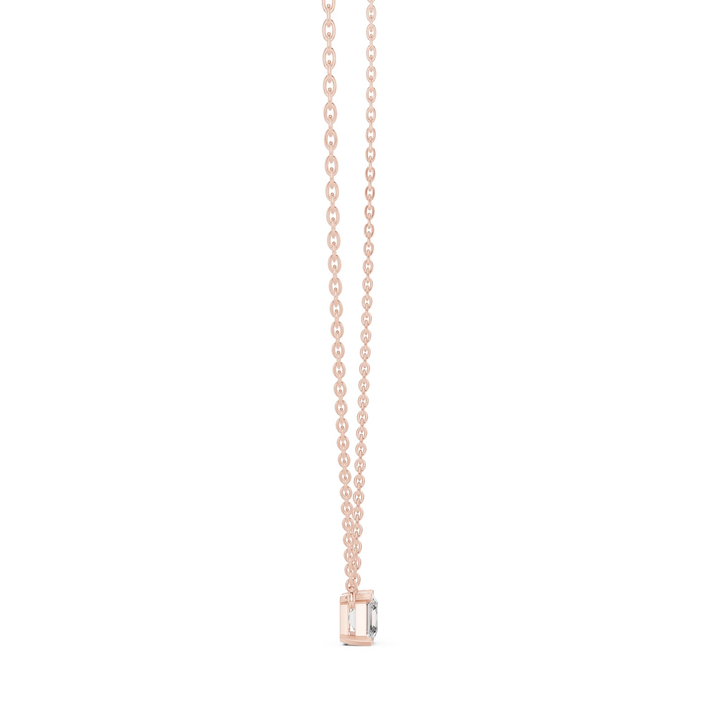14K Rose Gold Emerald Square Lab-Grown Diamond Pendant for Women | Wedding Wear | Pure Carat