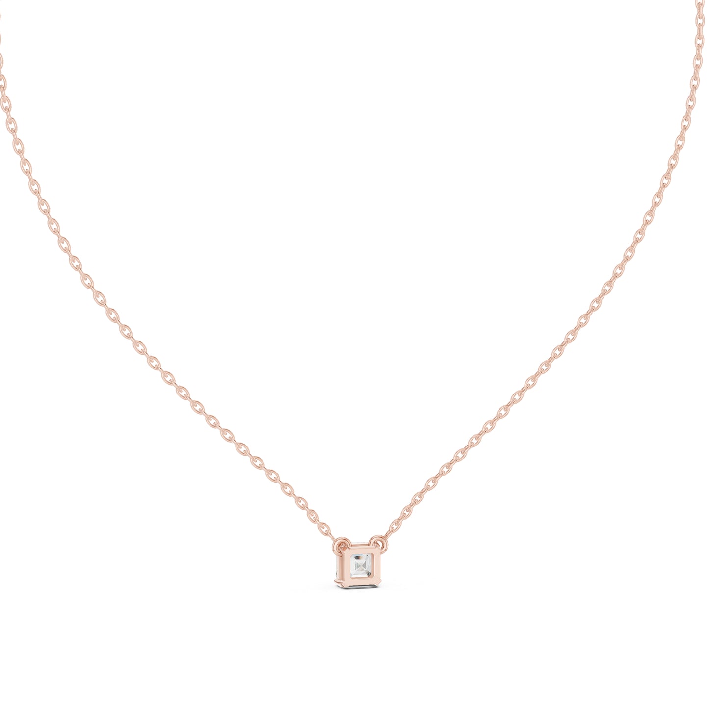 14K Rose Gold Emerald Square Lab-Grown Diamond Pendant for Women | Wedding Wear | Pure Carat