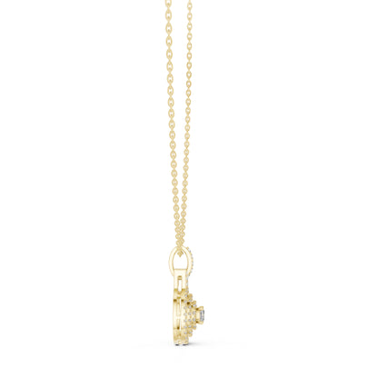 18K Yellow Gold Cushion Square & Round Lab-Grown Diamond Pendant for Women | Bridal Wear | Pure Carat