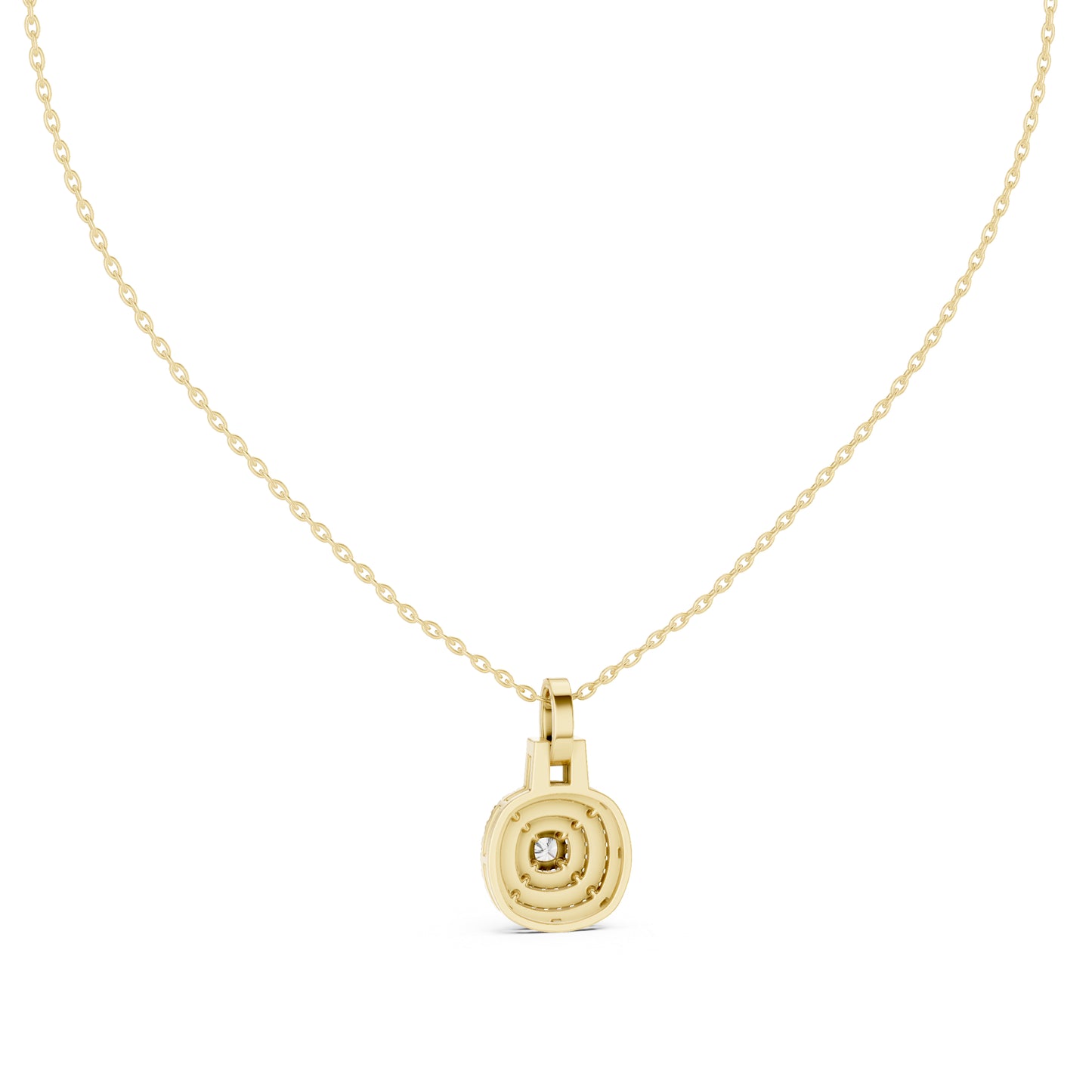 18K Yellow Gold Cushion Square & Round Lab-Grown Diamond Pendant for Women | Bridal Wear | Pure Carat