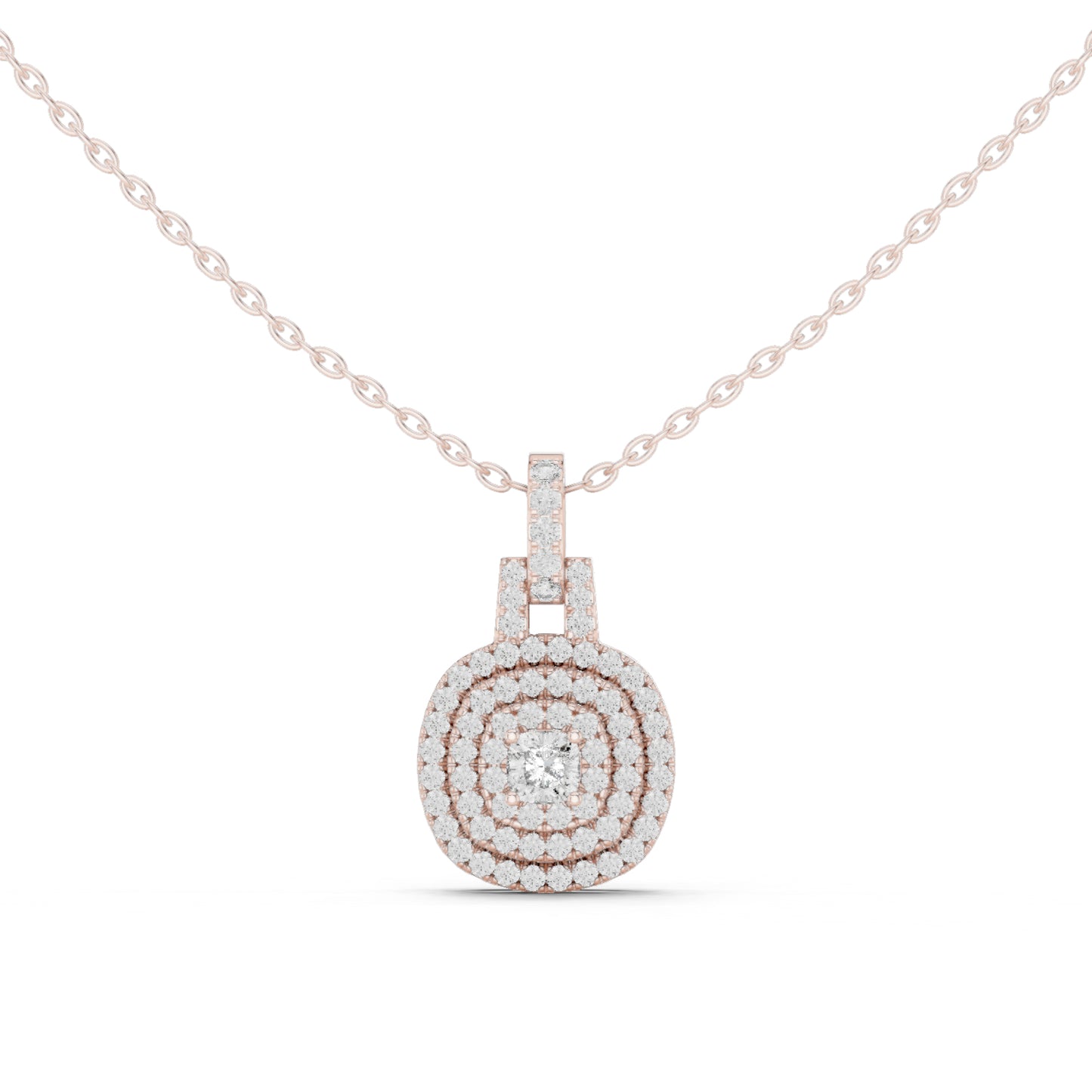 18K Yellow Gold Cushion Square & Round Lab-Grown Diamond Pendant for Women | Bridal Wear | Pure Carat