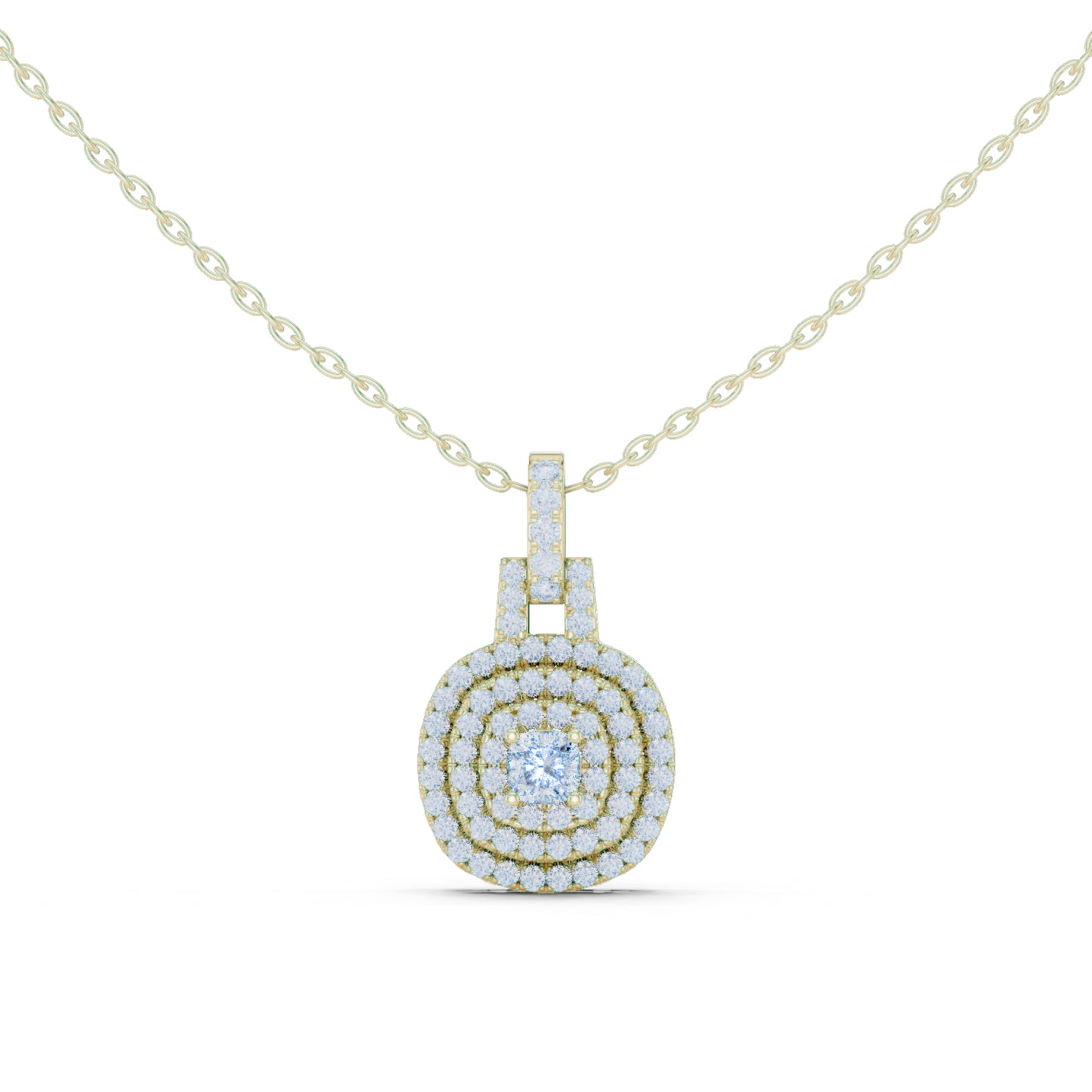 18K Yellow Gold Cushion Square & Round Lab-Grown Diamond Pendant for Women | Bridal Wear | Pure Carat