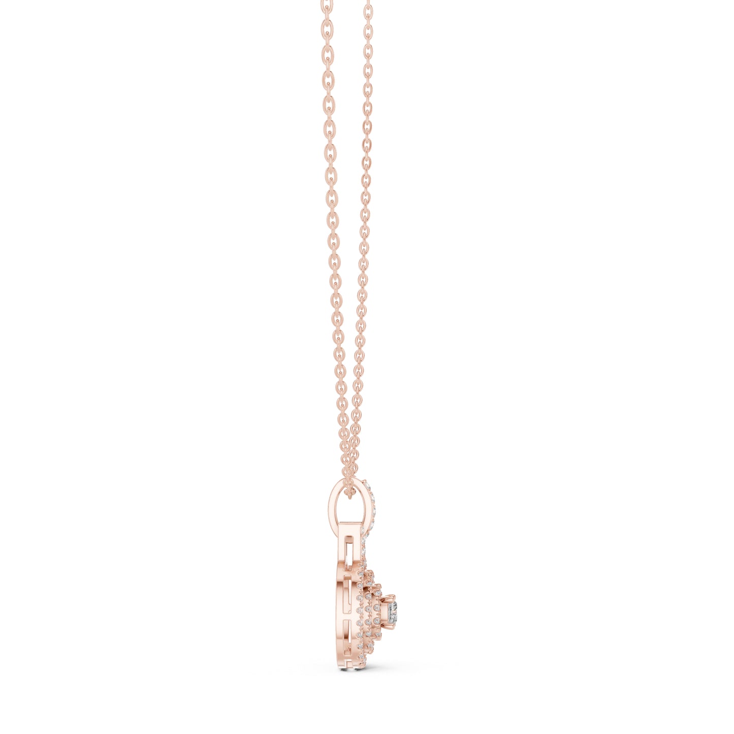 18K Yellow Gold Cushion Square & Round Lab-Grown Diamond Pendant for Women | Bridal Wear | Pure Carat