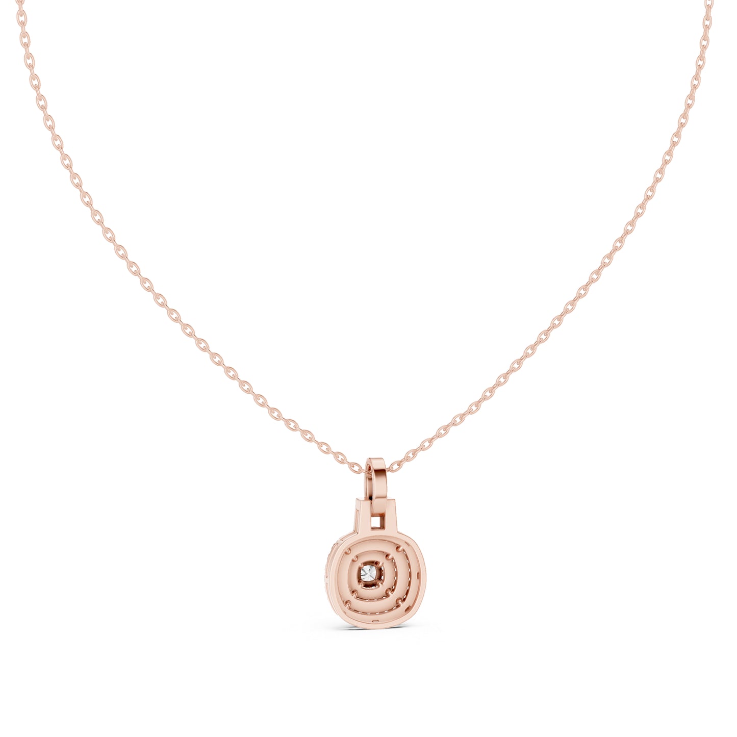 18K Yellow Gold Cushion Square & Round Lab-Grown Diamond Pendant for Women | Bridal Wear | Pure Carat