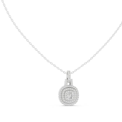 18K Yellow Gold Cushion Square & Round Lab-Grown Diamond Pendant for Women | Bridal Wear | Pure Carat