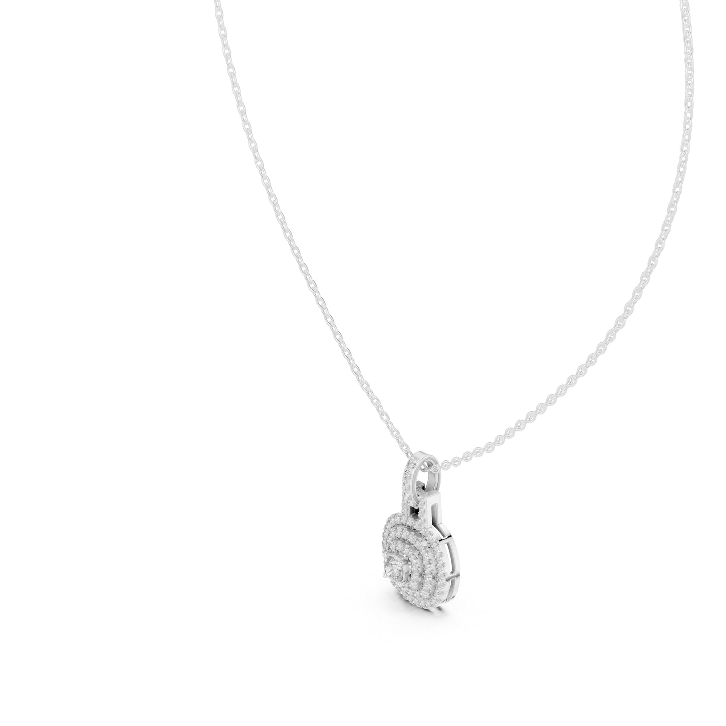 18K Yellow Gold Cushion Square & Round Lab-Grown Diamond Pendant for Women | Bridal Wear | Pure Carat