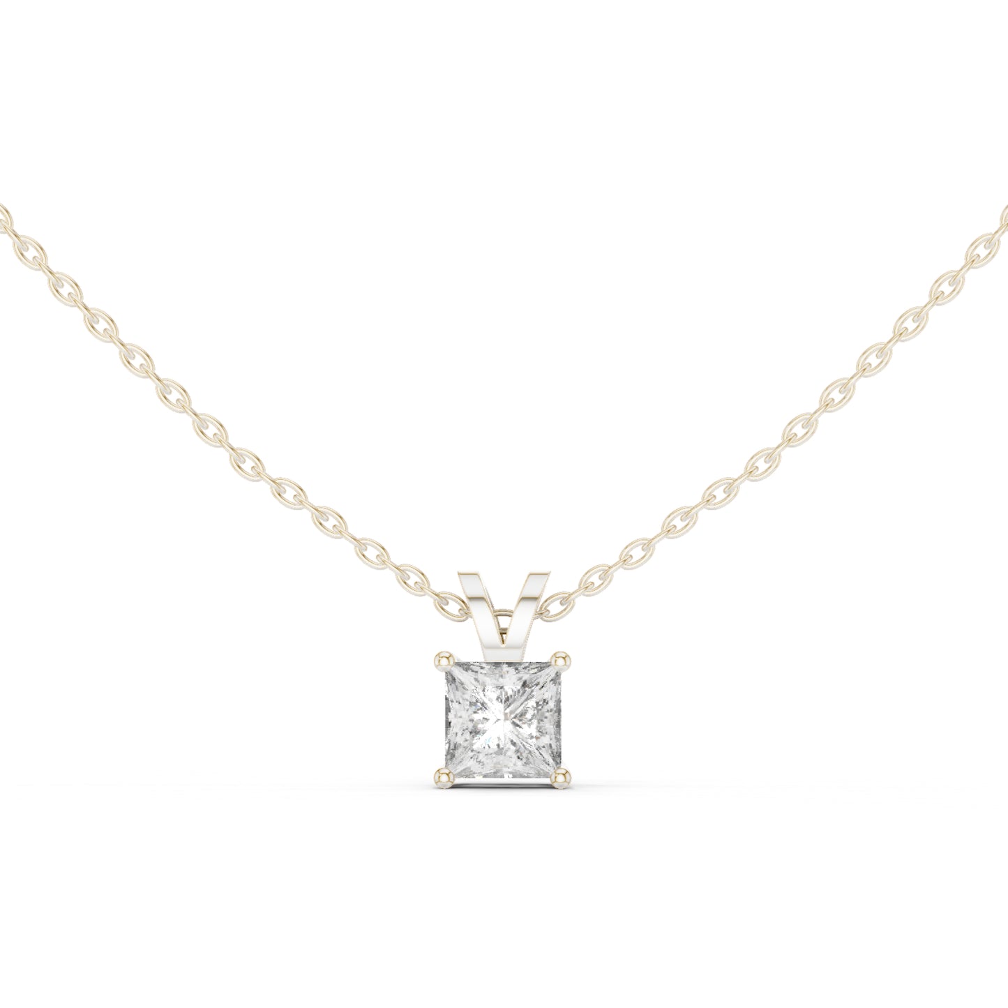 14K White Gold Princess Lab-Grown Diamond Pendant for Women | Office Wear | Pure Carat