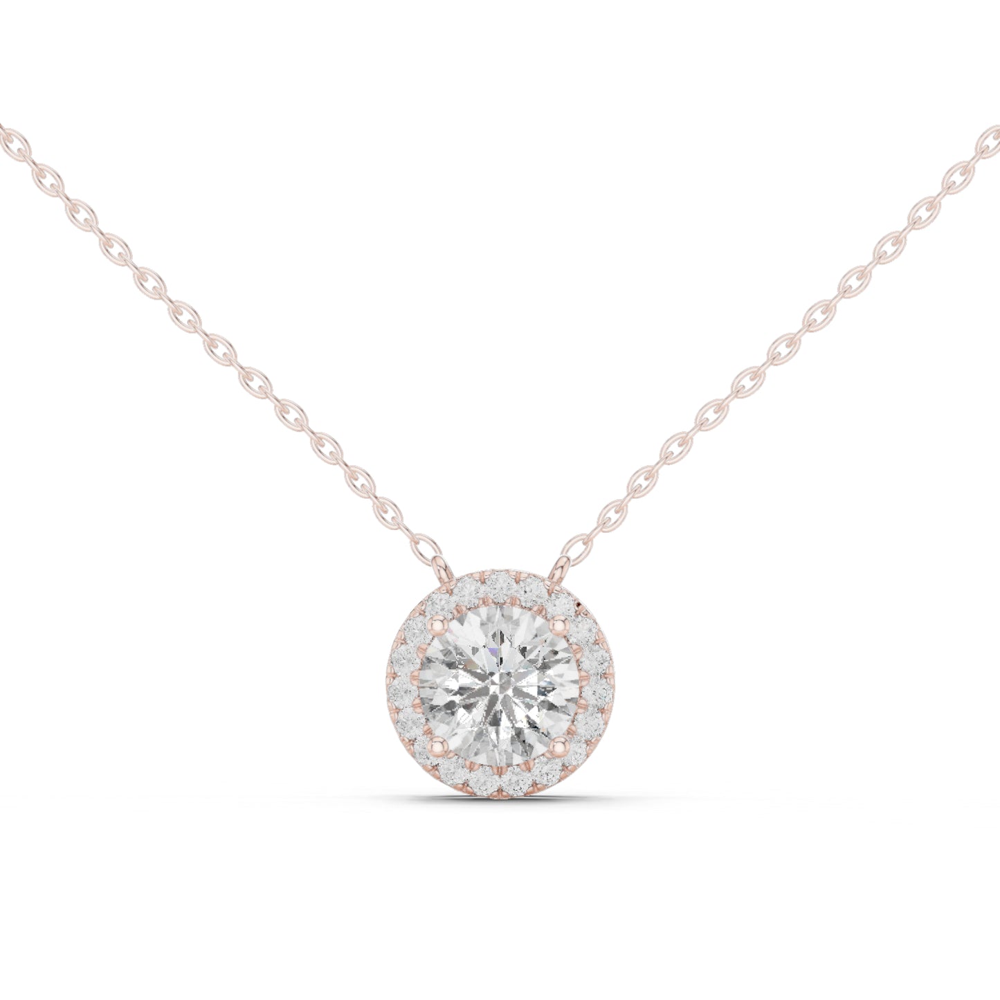 18K Rose Gold Round Lab-Grown Diamond Pendant for Women | Anniversary Gift | Pure Carat
