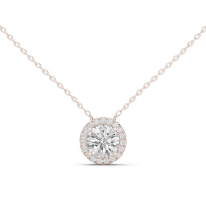 18K Rose Gold Round Lab-Grown Diamond Pendant for Women | Anniversary Gift | Pure Carat