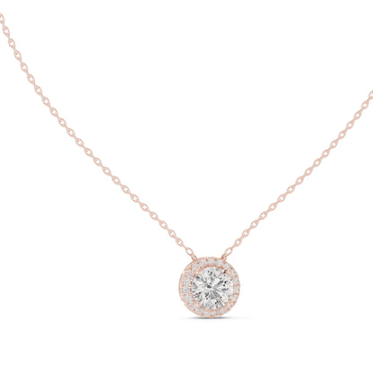 18K Rose Gold Round Lab-Grown Diamond Pendant for Women | Anniversary Gift | Pure Carat