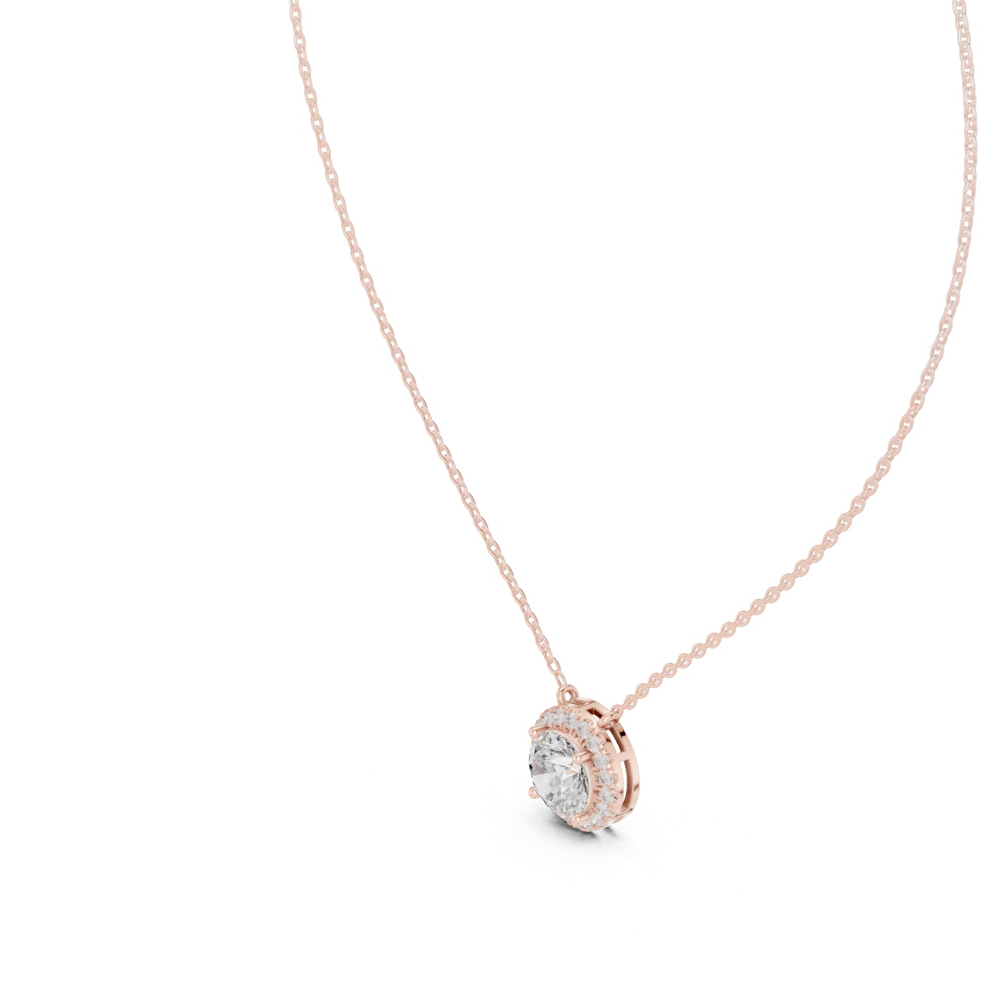 18K Rose Gold Round Lab-Grown Diamond Pendant for Women | Anniversary Gift | Pure Carat