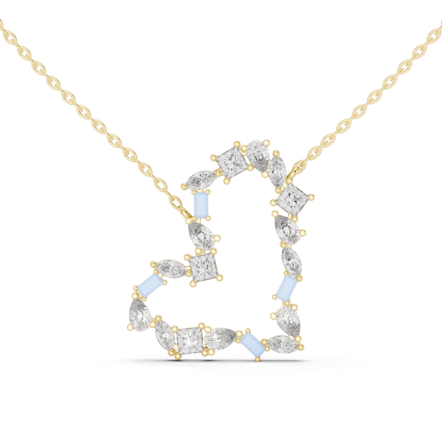 14K Yellow Gold Pear Bug Marquise Princess Lab-Grown Diamond Pendant for Women | Engagement | Pure Carat