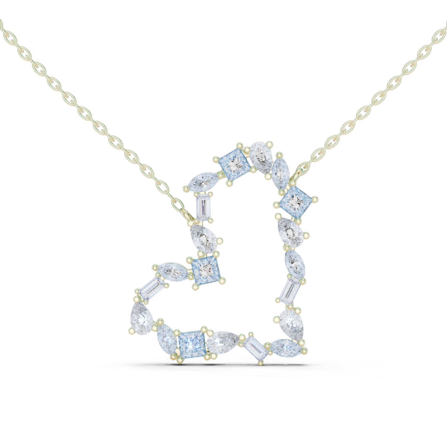 14K Yellow Gold Pear Bug Marquise Princess Lab-Grown Diamond Pendant for Women | Engagement | Pure Carat