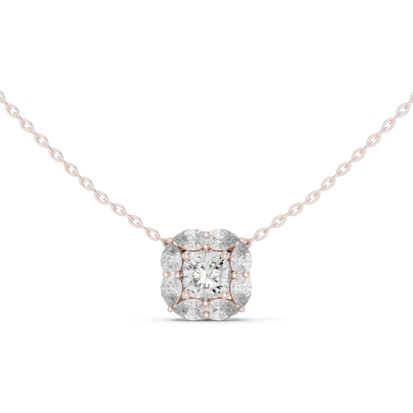 18K White Gold Pear & Cushion Square Lab-Grown Diamond Pendant for Women | Wedding Wear | Pure Carat