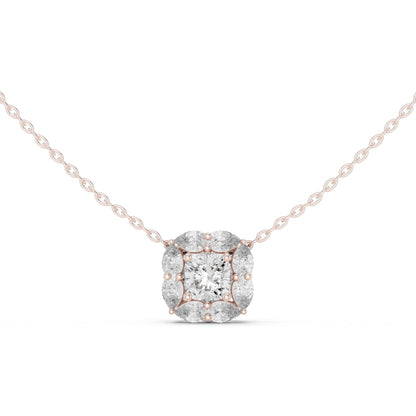 18K White Gold Pear & Cushion Square Lab-Grown Diamond Pendant for Women | Wedding Wear | Pure Carat