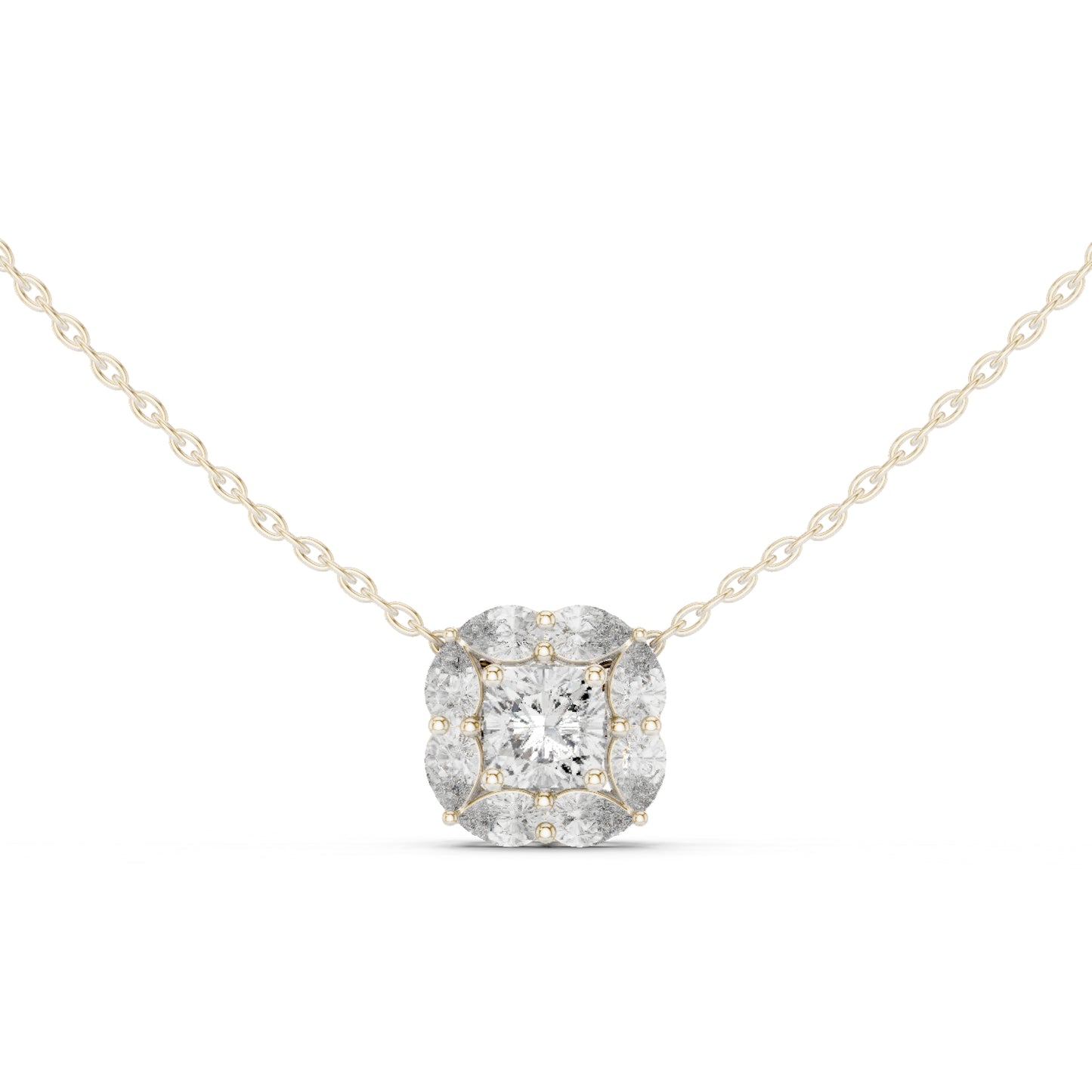 18K White Gold Pear & Cushion Square Lab-Grown Diamond Pendant for Women | Wedding Wear | Pure Carat