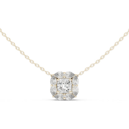 18K White Gold Pear & Cushion Square Lab-Grown Diamond Pendant for Women | Wedding Wear | Pure Carat