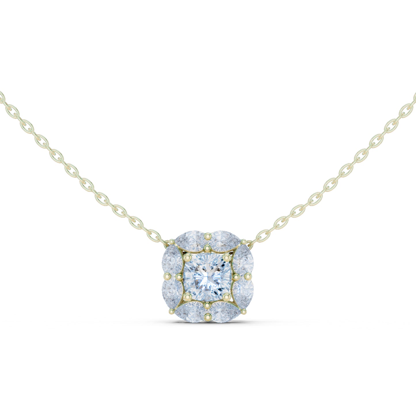 18K White Gold Pear & Cushion Square Lab-Grown Diamond Pendant for Women | Wedding Wear | Pure Carat