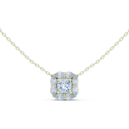 18K White Gold Pear & Cushion Square Lab-Grown Diamond Pendant for Women | Wedding Wear | Pure Carat
