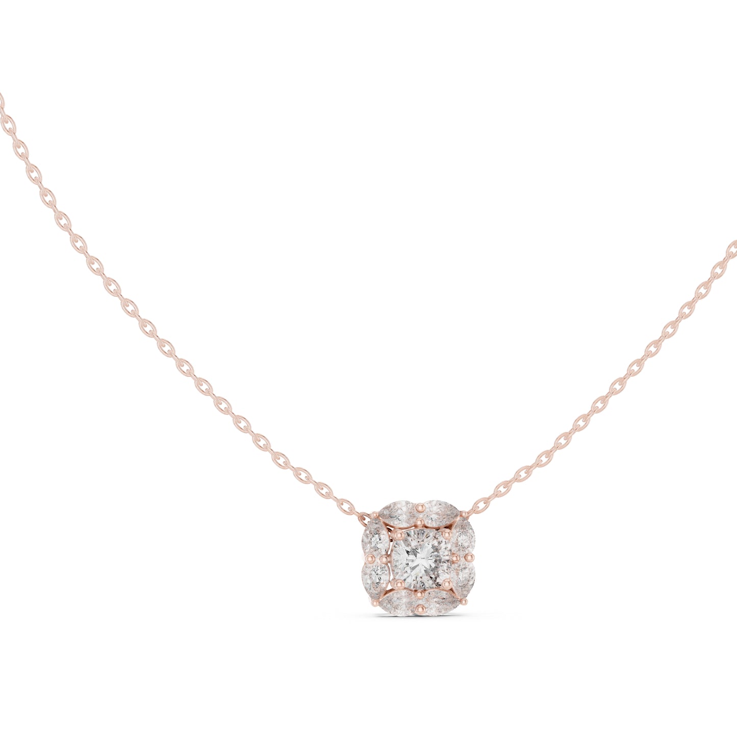 18K White Gold Pear & Cushion Square Lab-Grown Diamond Pendant for Women | Wedding Wear | Pure Carat