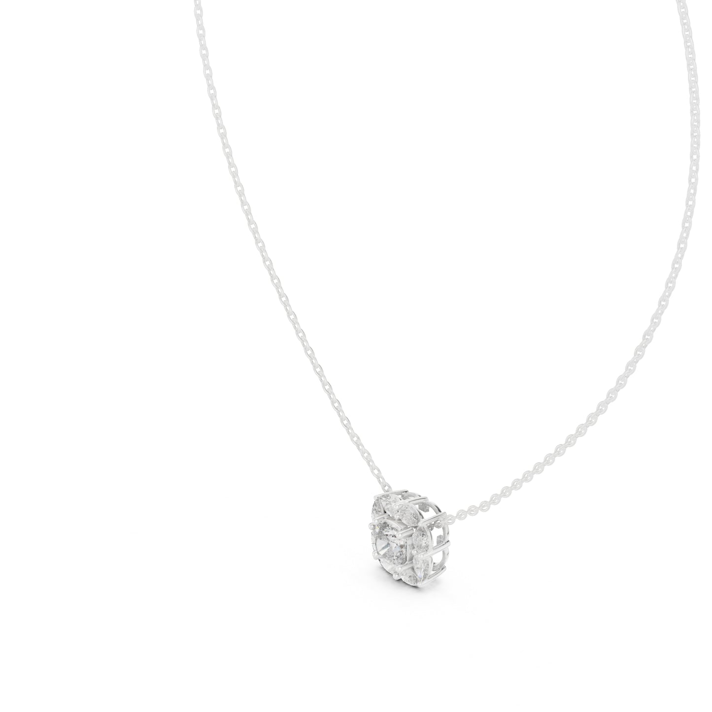 18K White Gold Pear & Cushion Square Lab-Grown Diamond Pendant for Women | Wedding Wear | Pure Carat