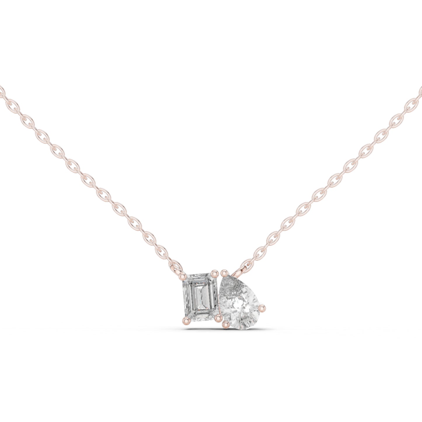 14K Yellow Gold Emerald & Pear Lab-Grown Diamond Pendant for Women | Bridal Wear | Pure Carat