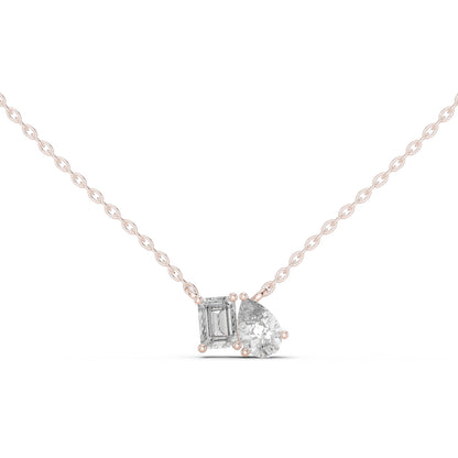 14K Yellow Gold Emerald & Pear Lab-Grown Diamond Pendant for Women | Bridal Wear | Pure Carat