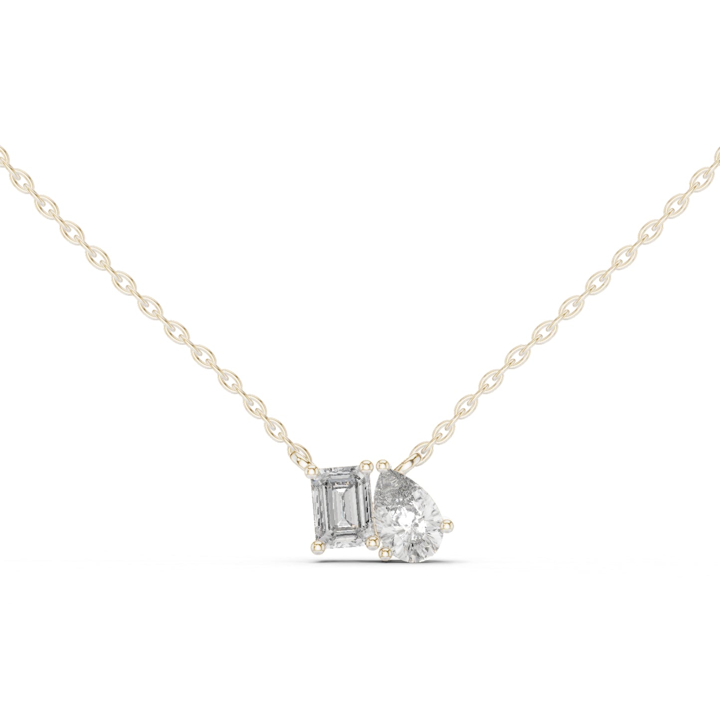 14K Yellow Gold Emerald & Pear Lab-Grown Diamond Pendant for Women | Bridal Wear | Pure Carat