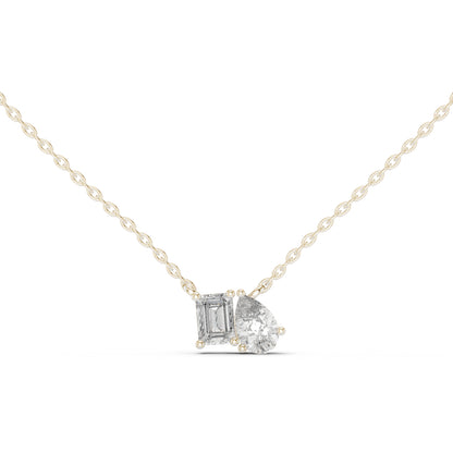 14K Yellow Gold Emerald & Pear Lab-Grown Diamond Pendant for Women | Bridal Wear | Pure Carat