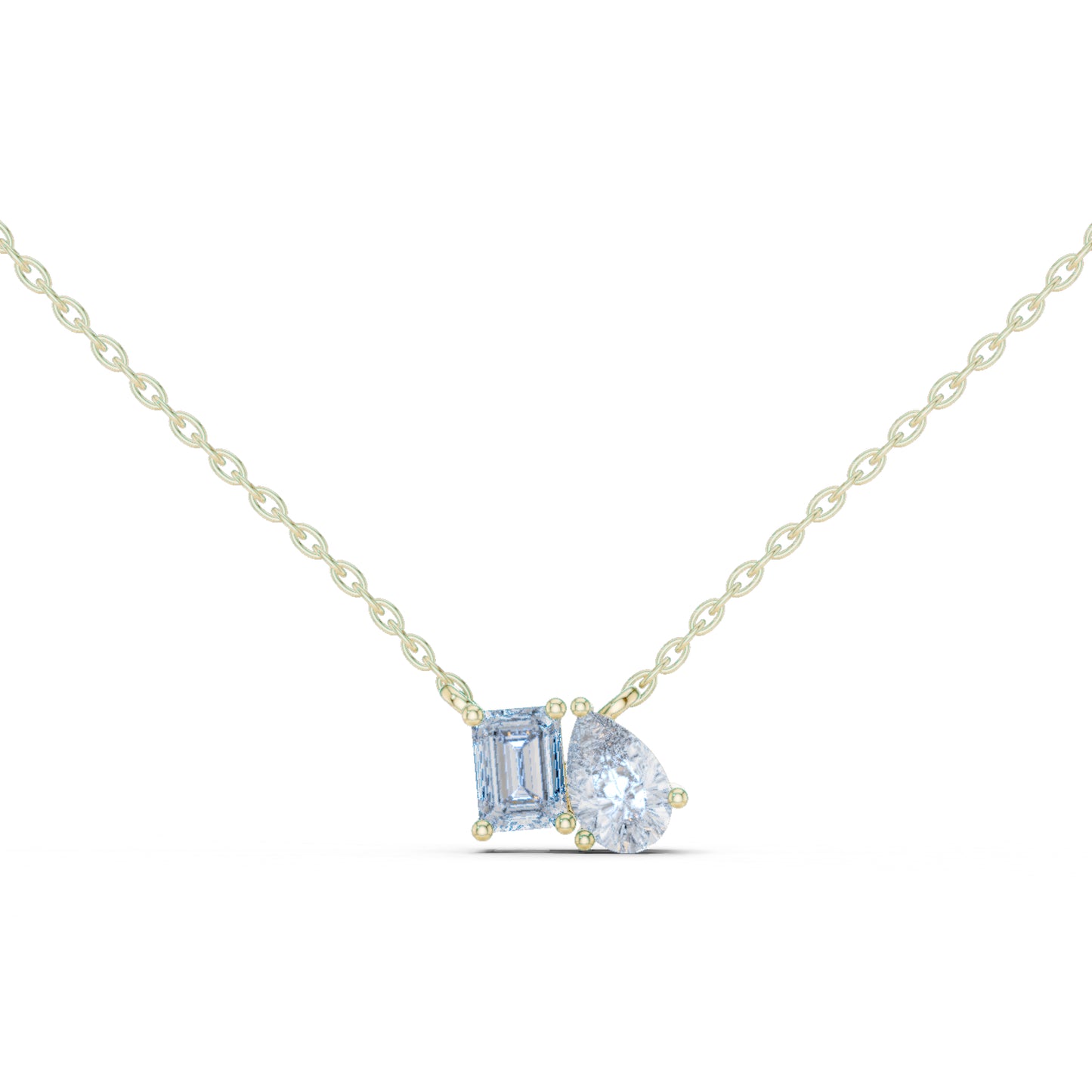 14K Yellow Gold Emerald & Pear Lab-Grown Diamond Pendant for Women | Bridal Wear | Pure Carat