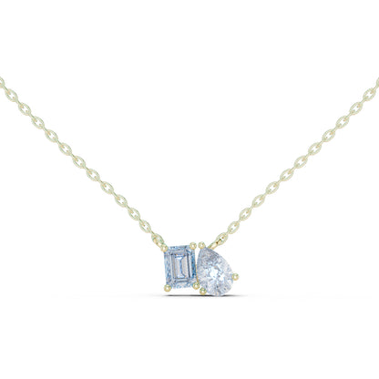 14K Yellow Gold Emerald & Pear Lab-Grown Diamond Pendant for Women | Bridal Wear | Pure Carat