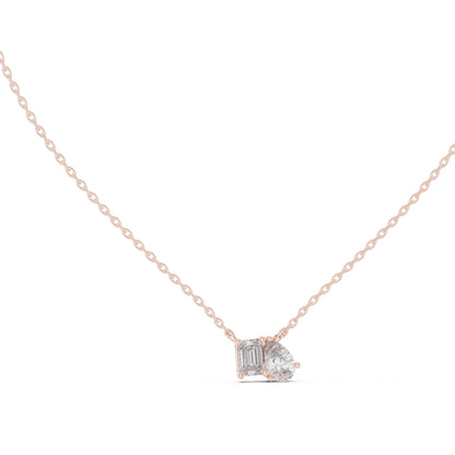 14K Yellow Gold Emerald & Pear Lab-Grown Diamond Pendant for Women | Bridal Wear | Pure Carat