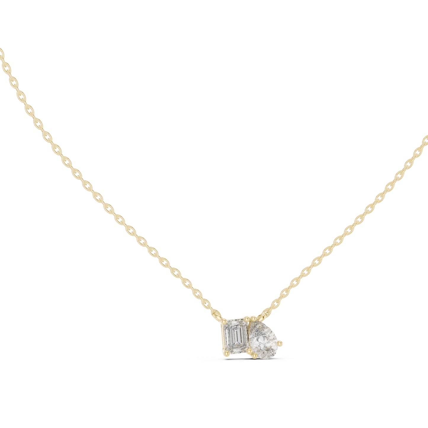 14K Yellow Gold Emerald & Pear Lab-Grown Diamond Pendant for Women | Bridal Wear | Pure Carat