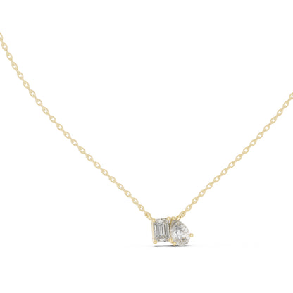 14K Yellow Gold Emerald & Pear Lab-Grown Diamond Pendant for Women | Bridal Wear | Pure Carat
