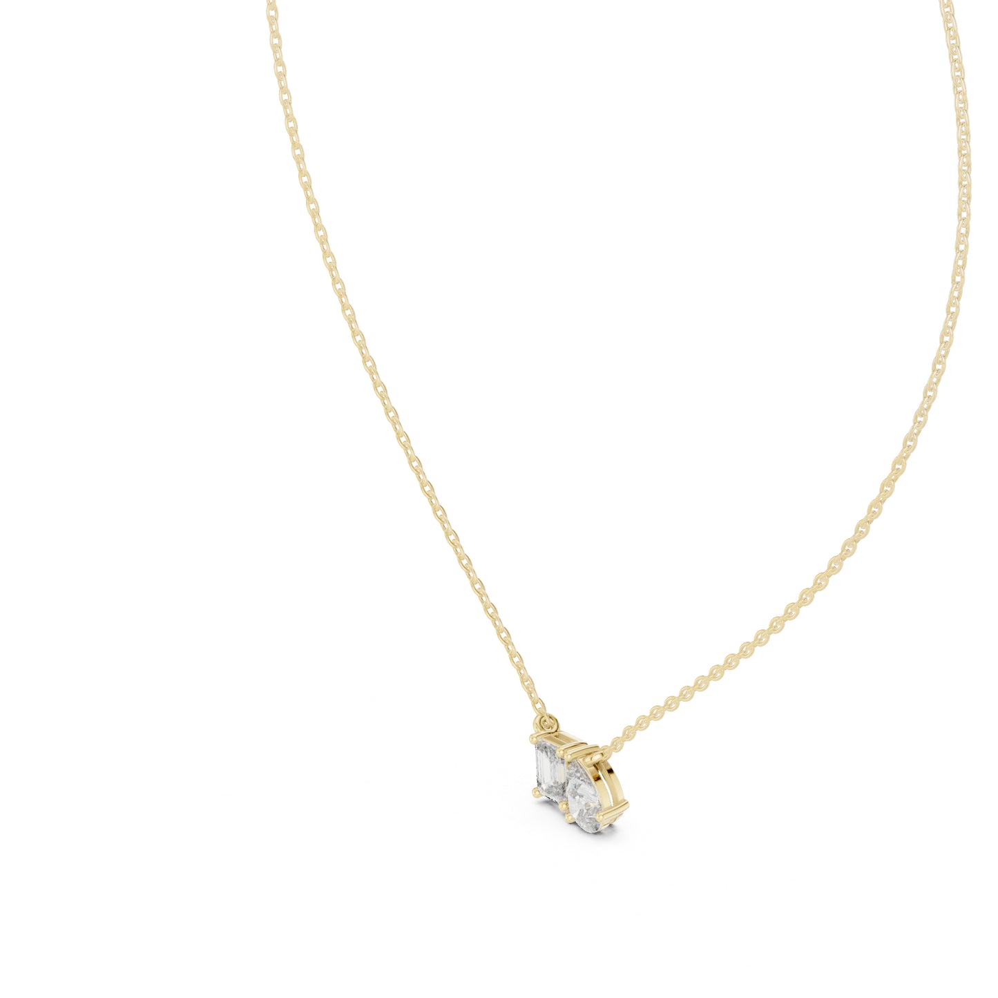 14K Yellow Gold Emerald & Pear Lab-Grown Diamond Pendant for Women | Bridal Wear | Pure Carat