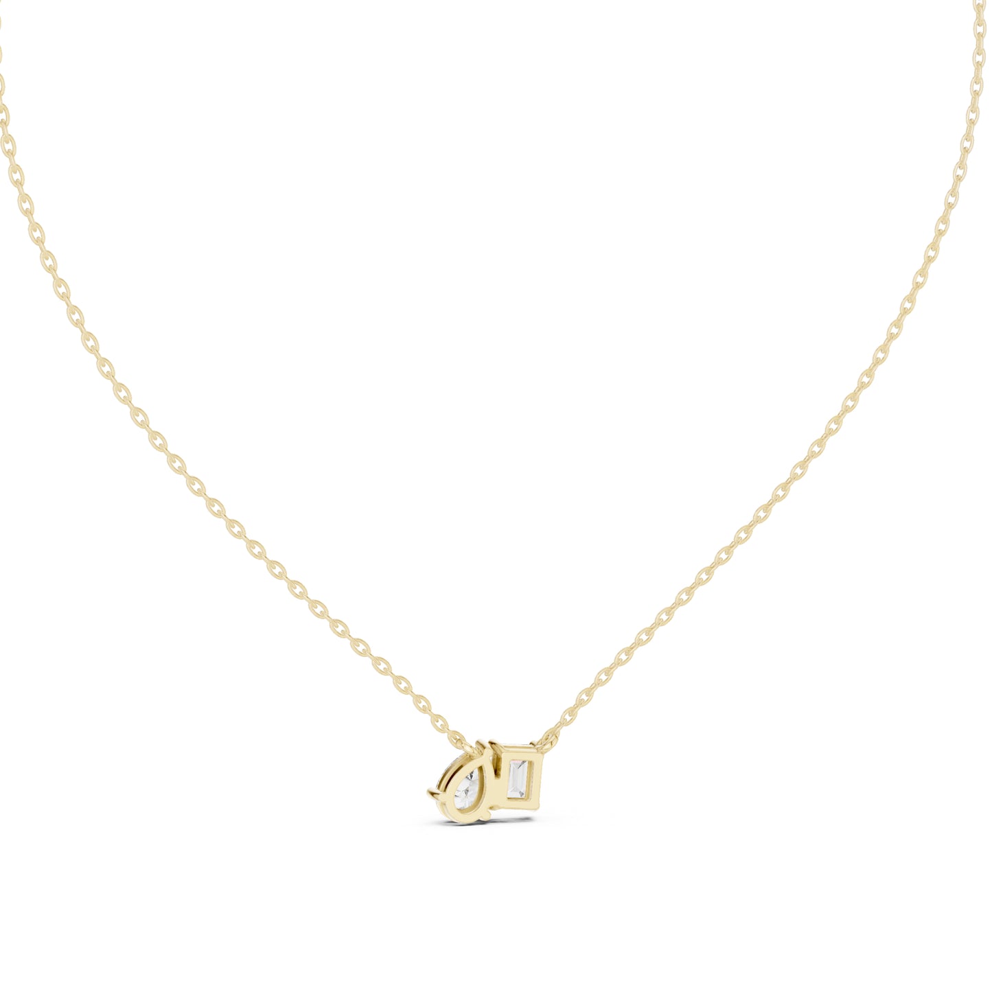 14K Yellow Gold Emerald & Pear Lab-Grown Diamond Pendant for Women | Bridal Wear | Pure Carat