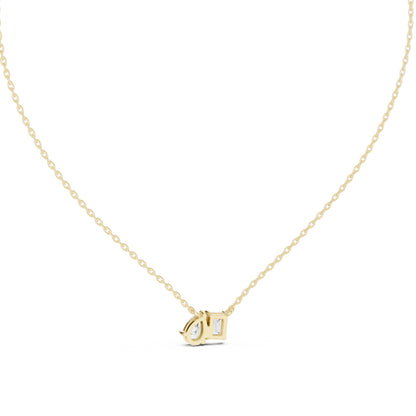 14K Yellow Gold Emerald & Pear Lab-Grown Diamond Pendant for Women | Bridal Wear | Pure Carat