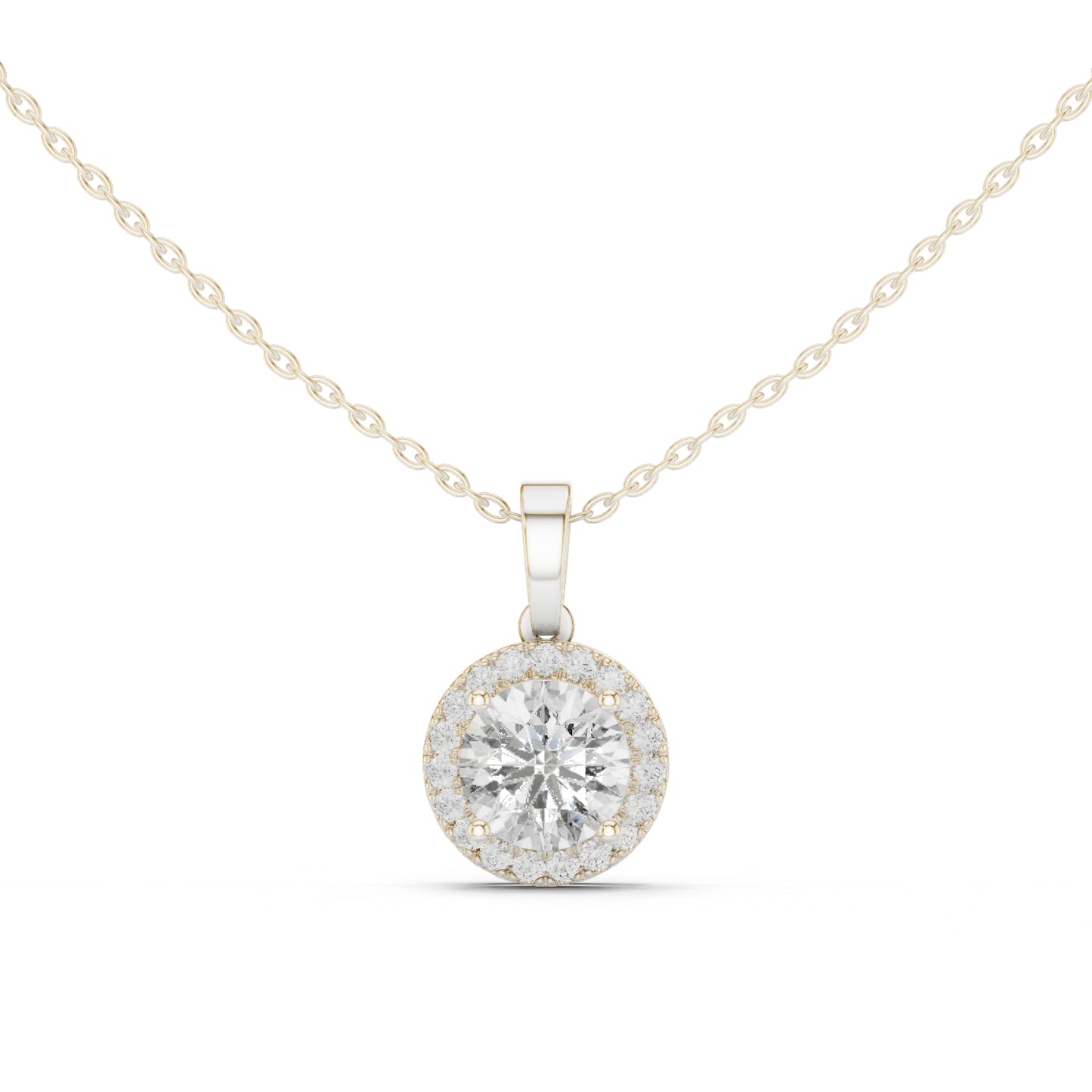 18K Yellow Gold Round Lab-Grown Diamond Pendant for Women | Office Wear | Pure Carat
