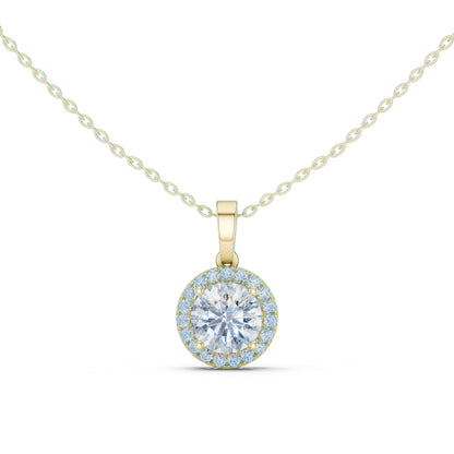 18K Yellow Gold Round Lab-Grown Diamond Pendant for Women | Office Wear | Pure Carat