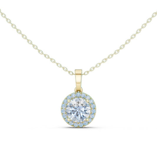 18K Yellow Gold Round Lab-Grown Diamond Pendant for Women | Office Wear | Pure Carat