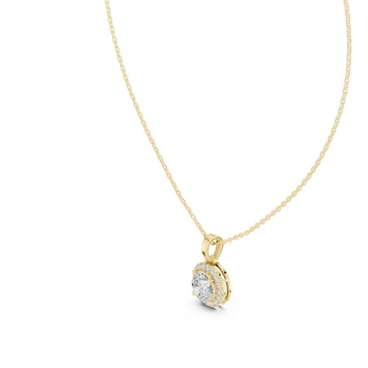 18K Yellow Gold Round Lab-Grown Diamond Pendant for Women | Office Wear | Pure Carat